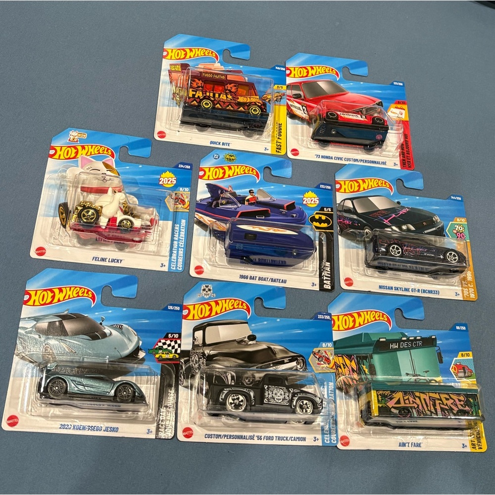 Hot wheels short Card Bundle lot of 8 Cars